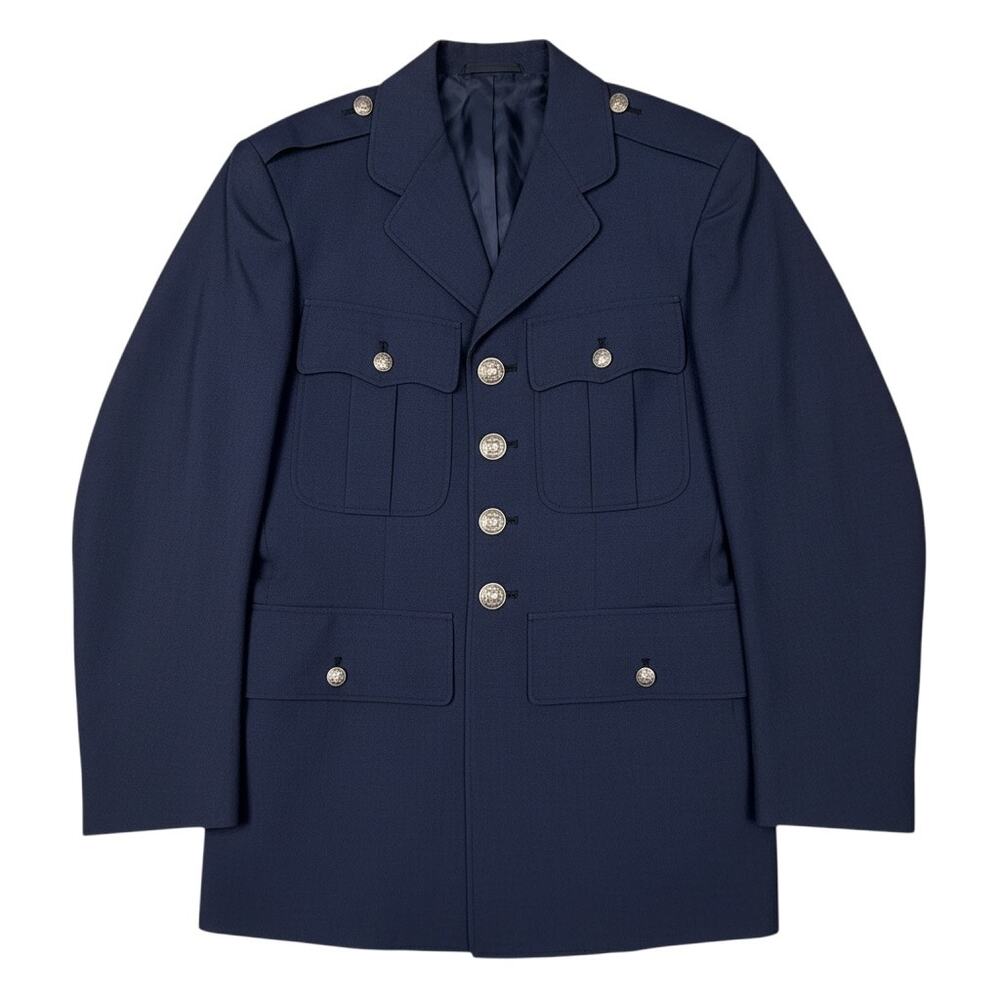 Vintage US Air Force USAF Dress Blue Uniform Coat 34S Wool Military Jacket